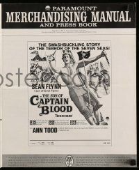 4a905 SON OF CAPTAIN BLOOD pressbook '63 art of barechested pirate Sean Flynn on ship!
