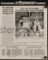 4a908 SPACE CHILDREN/COLOSSUS OF NEW YORK pressbook '58 electrifying double feature or horror!