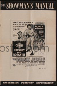 4a913 SQUARE JUNGLE pressbook '56 Pat Crowley, Borgnine, boxing Tony Curtis fighting in the ring!