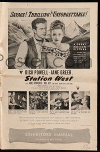 4a916 STATION WEST pressbook '48 cowboy Dick Powell loves pretty Jane Greer, cool images!
