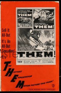 4a935 THEM pressbook '54 classic sci-fi, a horror horde of giant bugs terrorizes people!