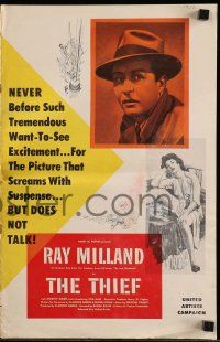 4a937 THIEF pressbook '52 Ray Milland & Rita Gam filmed entirely without any dialogue!