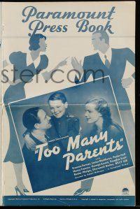 4a944 TOO MANY PARENTS pressbook '36 beautiful young Frances Farmer, kids in military school!