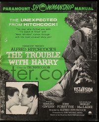 4a949 TROUBLE WITH HARRY pressbook '55 Alfred Hitchcock, Edmund Gwenn, Forsythe & Shirley MacLaine!