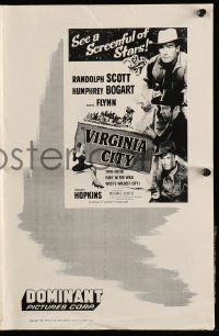 4a972 VIRGINIA CITY pressbook R56 Errol Flynn, Humphrey Bogart, Randolph Scott, Miriam Hopkins!