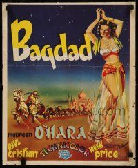 4b247 BAGDAD Belgian '50 art of Maureen O'Hara in sexiest harem outfit + Vincent Price on horse!