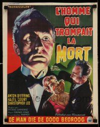 4b275 MAN WHO COULD CHEAT DEATH Belgian '59 Hammer horror, Nils Asther, cool horror artwork!