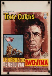 4b280 OUTSIDER Belgian '62 great close up art of Tony Curtis as Ira Hayes of Iwo Jima fame!