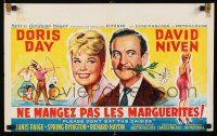 4b283 PLEASE DON'T EAT THE DAISIES Belgian '60 art of pretty smiling Doris Day, David Niven w/dog!