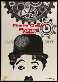 4b589 MODERN TIMES German R70s great image of Charlie Chaplin & gears in background!