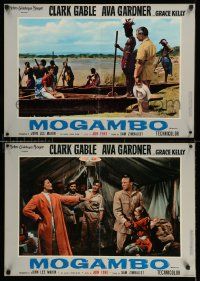 4b095 MOGAMBO set of 6 Italian 19x27 pbustas R62 Clark Gable & Ava Gardner in Africa, John Ford!