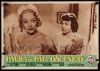4b091 STAGE FRIGHT Italian 14x19 pbusta '50 c/u of Marlene Dietrich & Jane Wyman, Hitchcock!
