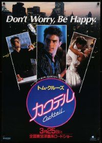 4b731 COCKTAIL teaser Japanese 29x41 '89 Tom Cruise, don't worry, be happy, red date design!