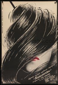 4b197 ADJ KIRALY KATONAT Polish 27x39 '84 cool Woltman artwork of woman w/big hairdo!