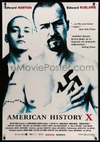 4b053 AMERICAN HISTORY X DS Swedish '98 B&W image of Edward Norton as skinhead neo-Nazi!