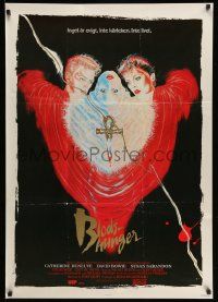 4b065 HUNGER Swedish '83 art of vampire Catherine Deneuve, rocker David Bowie & Susan Sarandon!