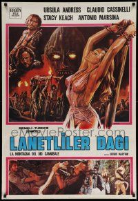 4b389 SLAVE OF THE CANNIBAL GOD Turkish '79 artwork of super sexy Ursula Andress in danger!