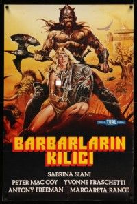 4b393 SWORD OF THE BARBARIANS Turkish '83 mortals, monsters, and magic. cool art by Enzo Sciotti!