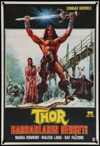 4b396 THOR THE CONQUEROR Turkish '84 Conan rip-off, cool different sword & sorcery art!