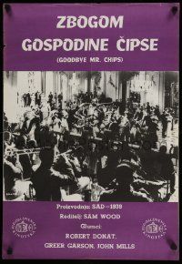 4b659 GOODBYE MR. CHIPS Yugoslavian 19x28 '60s Robert Donat, Greer Garson, huge dance!