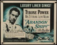 4c005 ABANDON SHIP style A 1/2sh '57Tyrone Power & 25 survivors in a lifeboat that can hold only 12