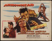 4c016 ARROWHEAD 1/2sh '53 art of Charlton Heston fighting Native American Jack Palance!