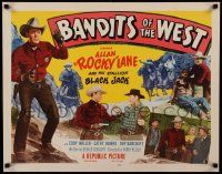 4c029 BANDITS OF THE WEST style B 1/2sh '53 Allan Rocky Lane & his stallion Black Jack, western!