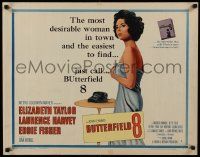 4c063 BUTTERFIELD 8 style A 1/2sh '60 call girl Elizabeth Taylor is most desirable & easiest to find