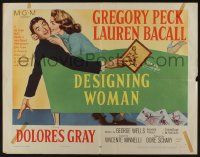4c113 DESIGNING WOMAN style B 1/2sh '57 romantic art of Gregory Peck & Lauren Bacall!