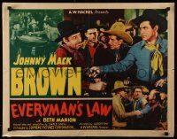4c152 EVERYMAN'S LAW 1/2sh '36 western cowboy Johnny Mack Brown in fight and with gun!