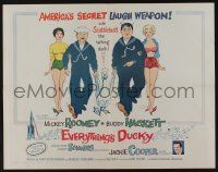 4c155 EVERYTHING'S DUCKY 1/2sh '61 Mickey Rooney & Buddy Hackett are America's secret laugh weapon