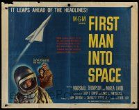 4c170 FIRST MAN INTO SPACE style A 1/2sh '59 most dangerous & daring mission of all time, sci-fi!