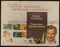 4c182 FRIENDLY PERSUASION style A 1/2sh '56 art of Anthony Perkins & Gary Cooper!