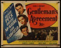 4c194 GENTLEMAN'S AGREEMENT 1/2sh '47 Elia Kazan, Gregory Peck, Dorothy McGuire, John Garfield!