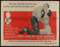 4c199 GIRL HE LEFT BEHIND 1/2sh '56 romantic image of Tab Hunter about to kiss Natalie Wood!