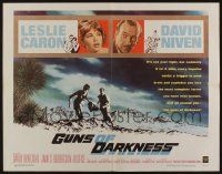 4c228 GUNS OF DARKNESS 1/2sh '62 Leslie Caron & David Niven can't escape the guns of darkness!