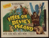 4c247 HELL ON DEVIL'S ISLAND 1/2sh '57 Rex Ingram, men turned into beasts by a lash of fear!