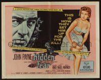 4c252 HIDDEN FEAR 1/2sh '57 Payne looks at sexy half-dressed Anne Neyland putting on stockings!