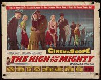 4c253 HIGH & THE MIGHTY 1/2sh '54 directed by William Wellman, John Wayne, Claire Trevor!