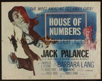 4c273 HOUSE OF NUMBERS style A 1/2sh '57 two Jack Palances, sexy Barbara Lang, amazing get-away!