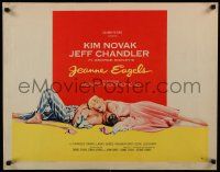 4c298 JEANNE EAGELS style A 1/2sh '57 best romantic artwork of Kim Novak & Jeff Chandler!