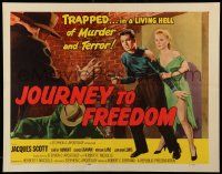 4c302 JOURNEY TO FREEDOM style A 1/2sh '57 trapped in living hell of murder and terror, cool art!