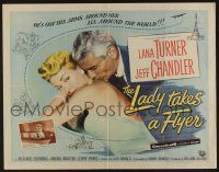 4c309 LADY TAKES A FLYER style A 1/2sh '58 pilot Jeff Chandler with sexy Lana Turner!