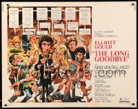 4c319 LONG GOODBYE style C 1/2sh '73 Elliott Gould as Philip Marlowe, great Jack Davis artwork!