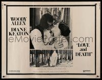 4c323 LOVE & DEATH style B 1/2sh '75 wacky Woody Allen & Diane Keaton romantic kiss close up!