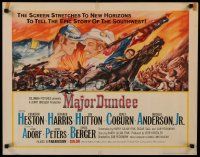 4c331 MAJOR DUNDEE 1/2sh '65 Sam Peckinpah, Charlton Heston, Civil War battle art by Rehberger!