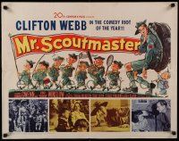 4c350 MR SCOUTMASTER 1/2sh '53 great artwork of Clifton Webb hiking with Boy Scouts!