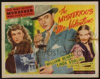 4c353 MYSTERIOUS MR. VALENTINE style A 1/2sh '46 William Henry in lab & sexy Linda Sterling in fur!