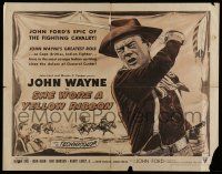 4c427 SHE WORE A YELLOW RIBBON 1/2sh R54 wonderful art of John Wayne & Joanne Dru, John Ford