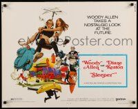 4c437 SLEEPER 1/2sh '74 Woody Allen, Diane Keaton, futuristic sci-fi comedy art by McGinnis!